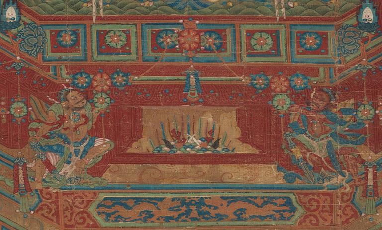 RULLMÅLNING, troligen 1700-tal eller äldre. Shakyamuni Buddha.