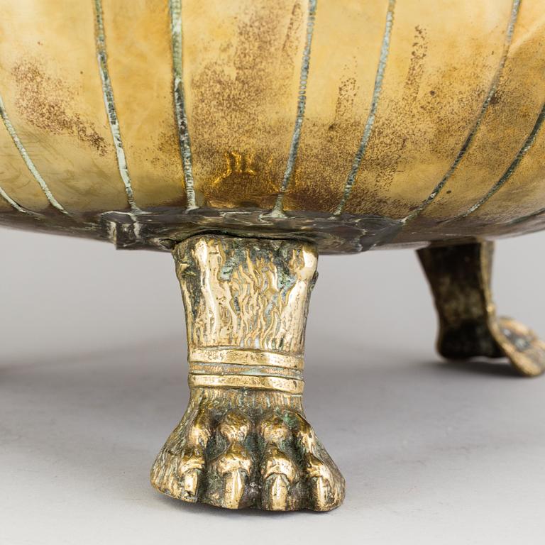 A 19th century brass flower pot.