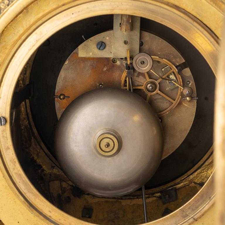 A Louis XVI-style gilt bronze mantel clock, 19th Century.