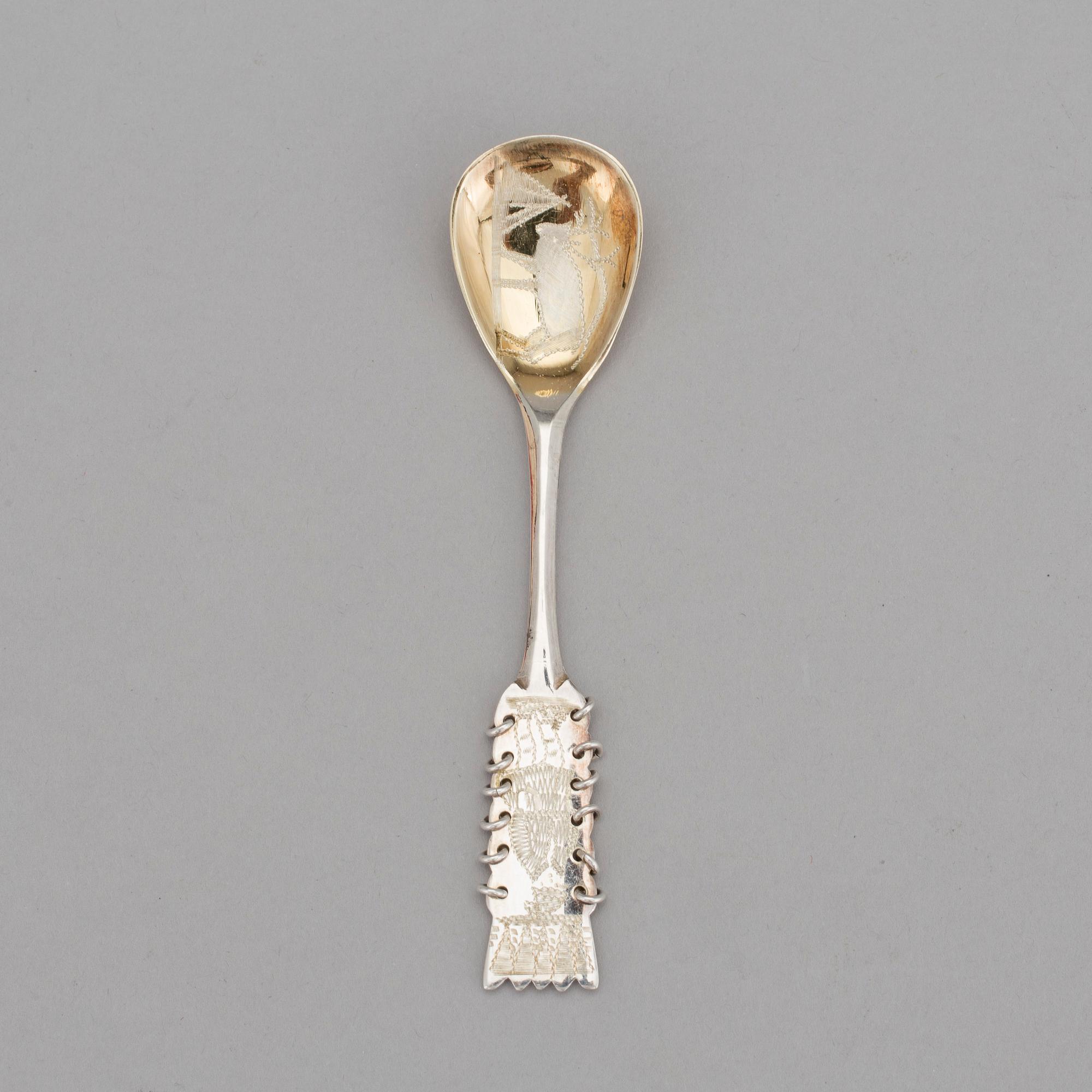 KAFFESKEDAR, 12 st, silver, Forslunds, Boden 1940, s k Lappsilver. Vikt ca 180 gram.