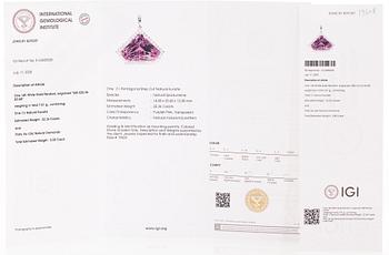 A 14K gold necklace with kunzite and brilliant cut diamonds.