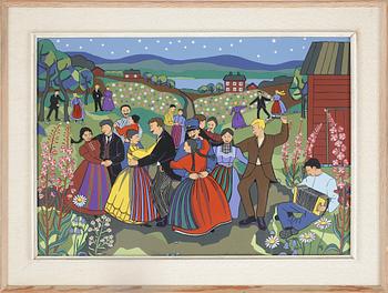 Stina Sunesson · STINA SUNESSON, färglitografi, signerad o numrerad 47/350. Daterad 1960.