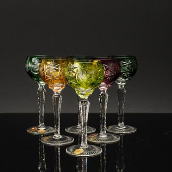 A set of nine glasses and a decanter, Germany later part of the 20th century.