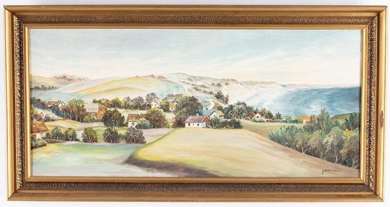 Sten Sture Sandgren, signerad. Duk 46 x 100 cm.