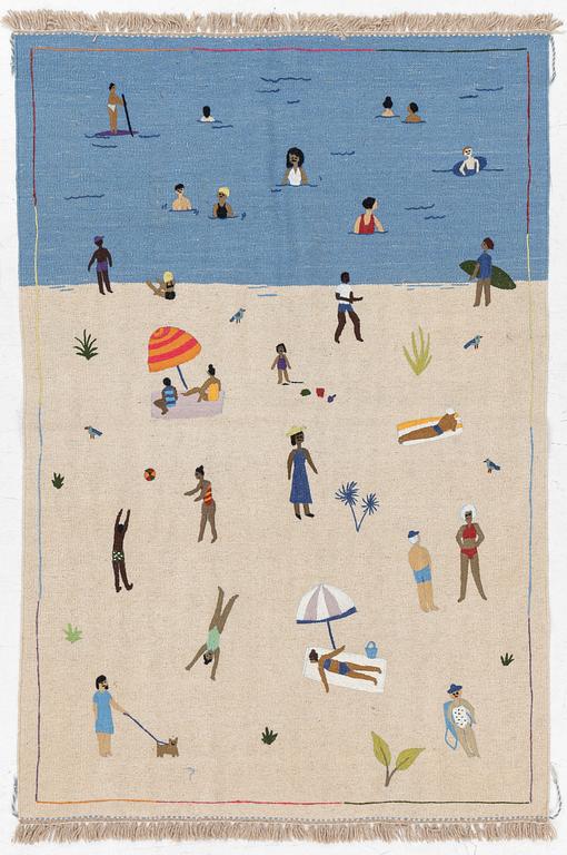 Rug, hand-embroidered Kelim, c 184 x 123 cm.