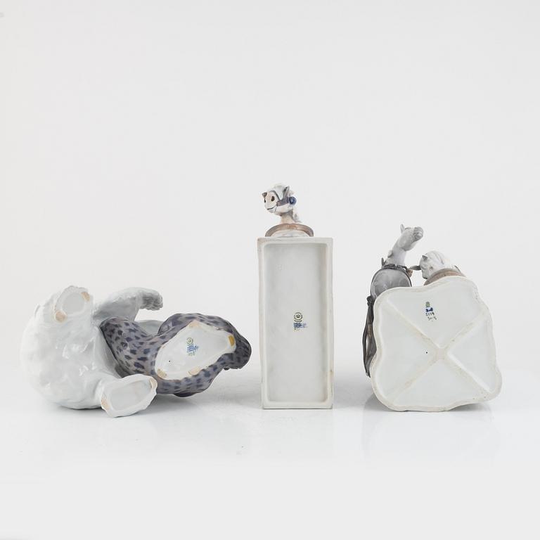Three Danish porcelain figurines.