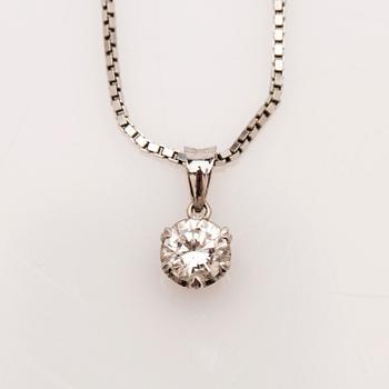 Collier med hänge, 18K vitguld med briljantslipad diamant.