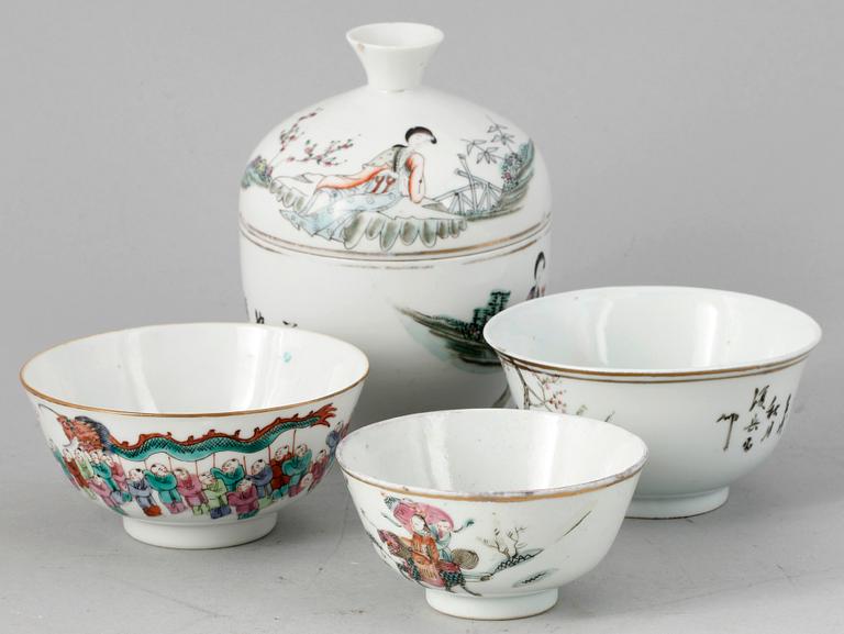 PARTI PORSLIN, 4 st, Kina, 1800/1900-tal.