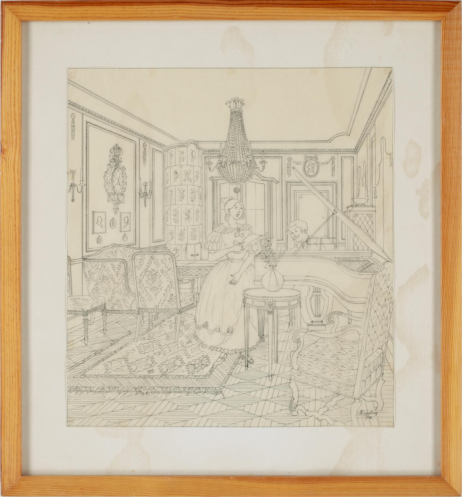 RUDOLF CARLBORG, 9 st, tuschteckningar, sign.