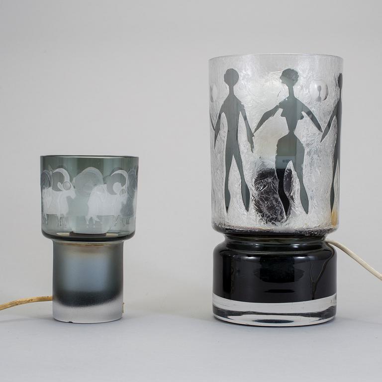 BORDSLAMPOR, 2 st, glas, Hans-Ove Sandeberg, Kosta, 1970-tal.