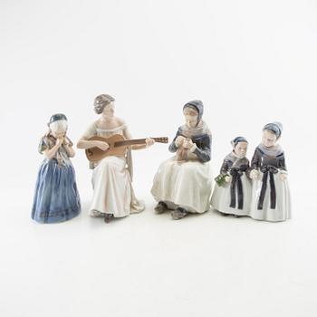 Figuriner 4 st Royal Copenhagen/Bing & Grøndahl 1900-talets mitt/andra hälft porslin.