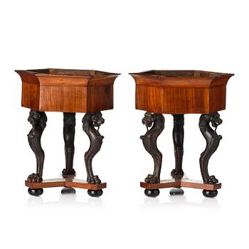 183. A pair of Italian Empire wooden Table centerpices, early 19th century.