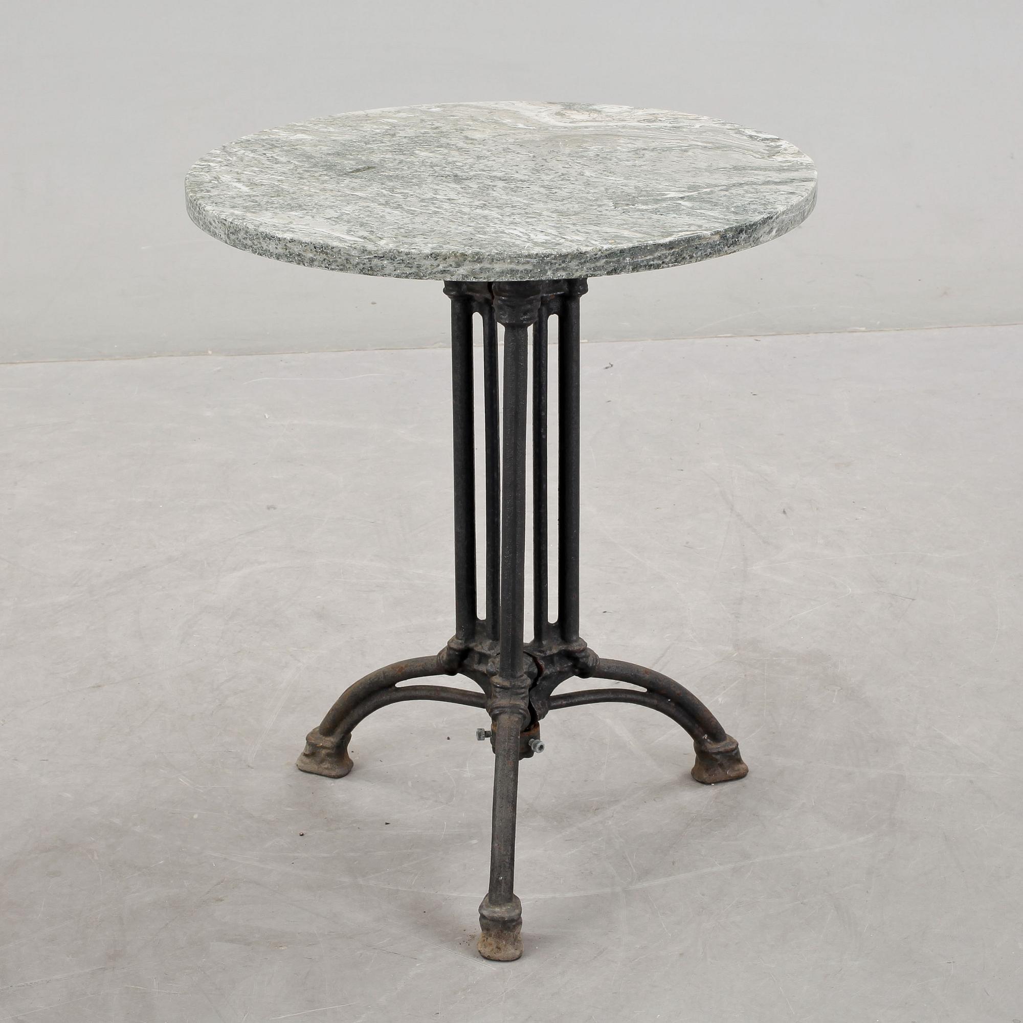 CAFÈBORD, gjutjärn/kolmårdsmarmor, 1900-tal.
