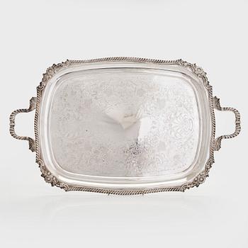 a silverplated tray, Sheffield England.