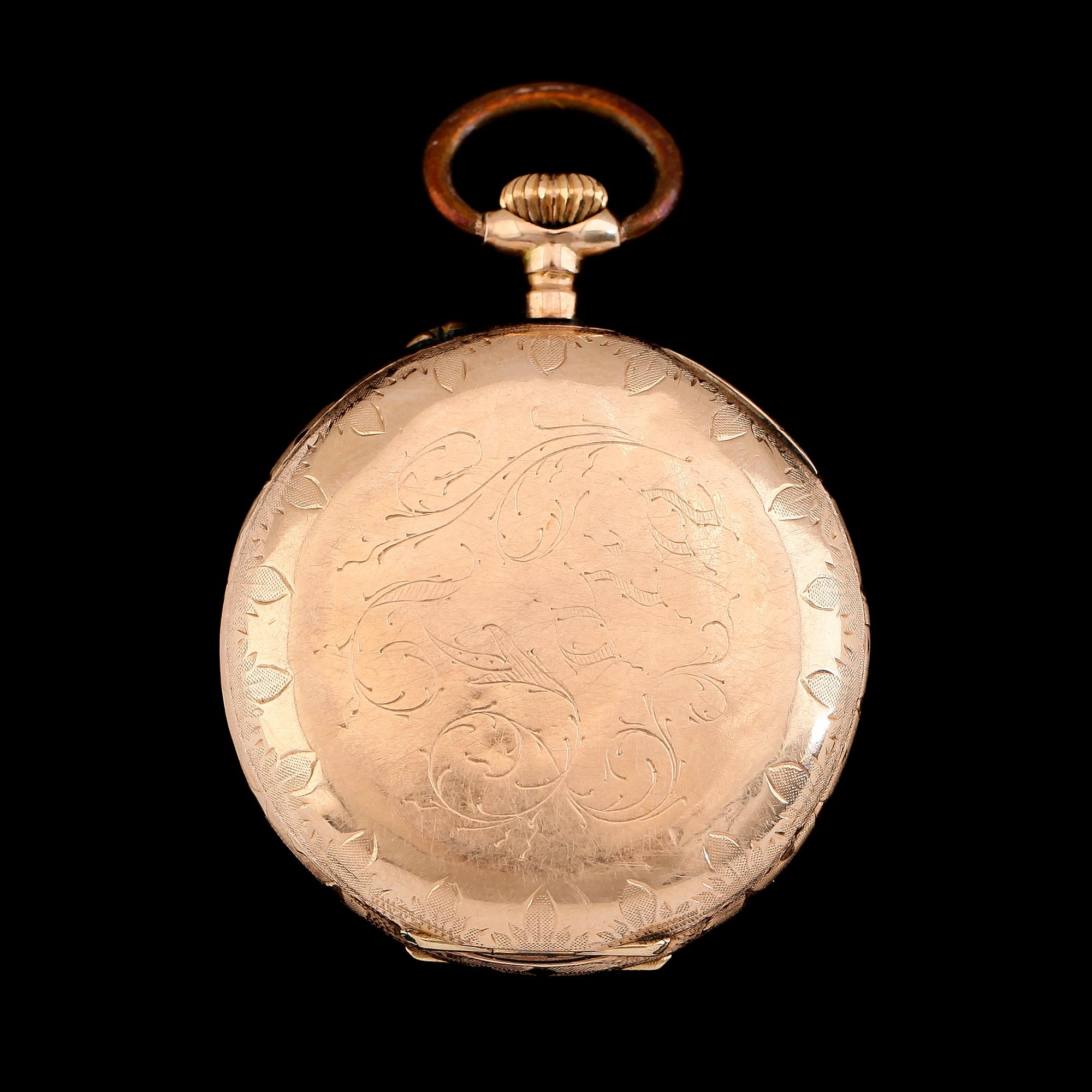 FICKUR, 14K guld, 1900-talets första hälft. Total vikt inklusive urhus 32 g.
