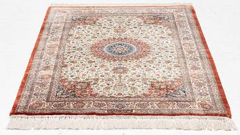 A silk Qum, Central Persia, signed Jashmedi c. 141 x 103 cm.