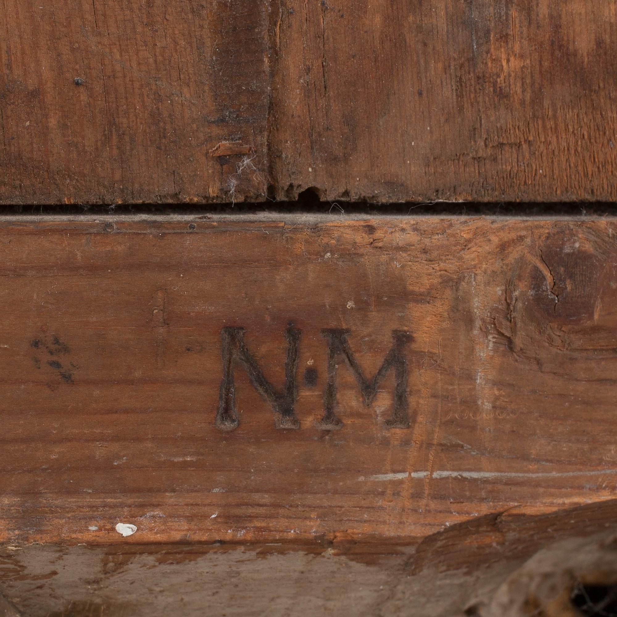 SPEGEL, av Nils Meunier (spegelmakare i Stockholm 1754-97). Gustaviansk.