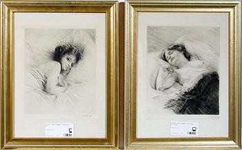 OTTO GOETZE, etsningar, 2 st. Sign.