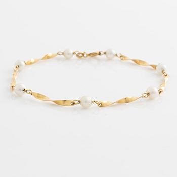 Armband och collier, 18K guld med odlade pärlor.