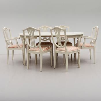 MATGRUPP, 7 delar, gustaviansk stil, 1900-talets andra hälft.
