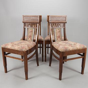 STOLAR, 4 st, "Saarismodellen" design Eliel Saarinen, Möbelfabrik Juho Konttinen, 1900-talets början.