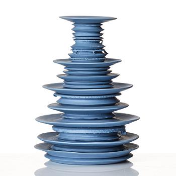 Gustaf Nordenskiöld, a unique porcelain object/ candlestick 'R.p.m - a rotation in stillness' (blue no 1), circa 2009.