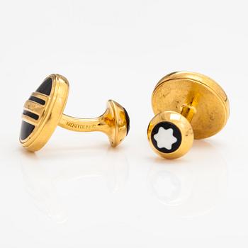 Montblanc, manschettknappar, 16K och 18K guld, emalj.