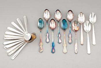 KAFFESKEDAR, 22 st (16+6), silver, GAB, Stockholm 1950/60-tal. Vikt ca 279 gram.