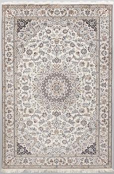 A part silk Nain carpet, so called 6 LAA, signed Akhavan, c 240 x 154 cm.