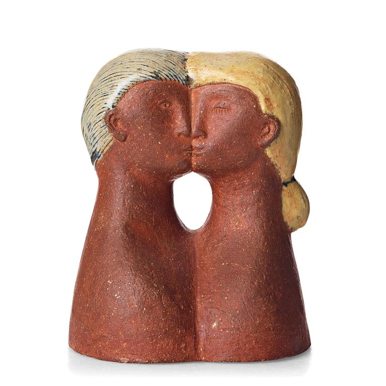 Stig Lindberg, a stoneware sculpture of a couple, "De Tu", Gustavsberg studio, Sweden 1940's.