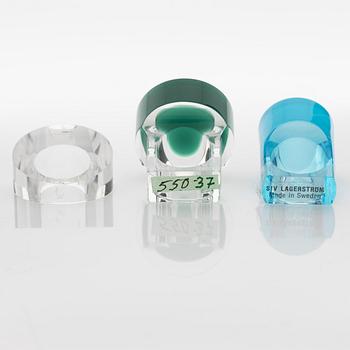 Siv Lagerström, three acrylic plastic rings, 1970s.