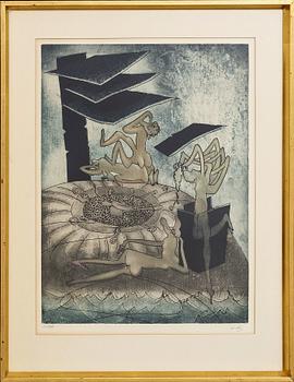 Roberto Matta, färgetsning och akvatint på Arches papper, 8 st, signerade och numrerade 21/100.