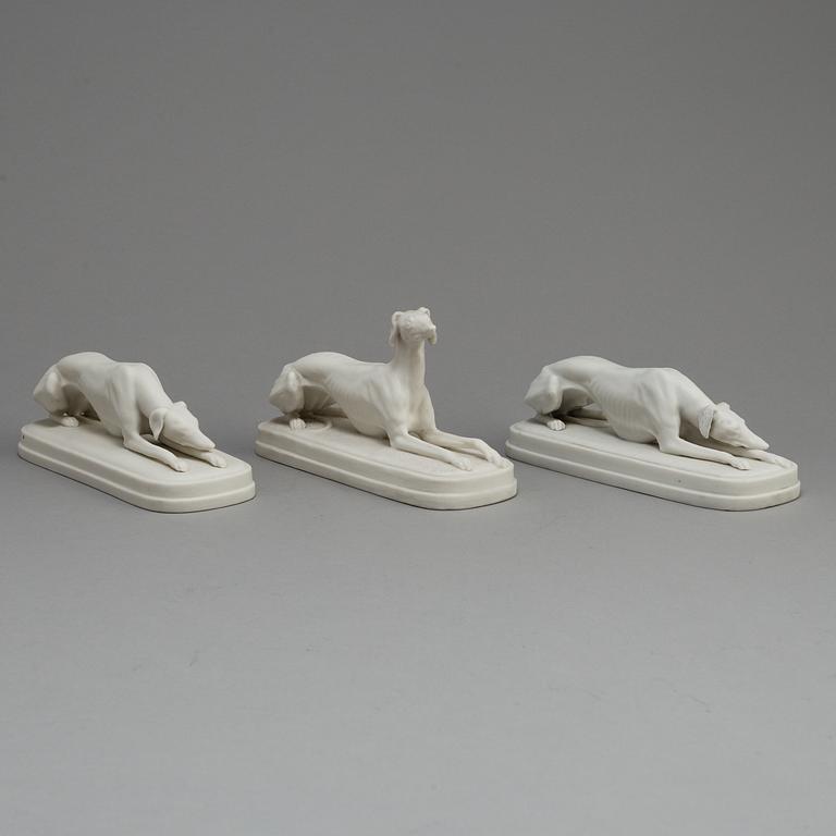 THREE PARIAN PAPER WEIGHTS, one marked Gustafsberg, ca 1900.