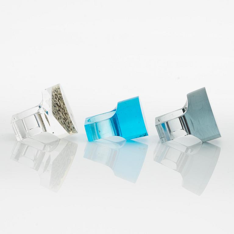 Siv Lagerström, three rings, acrylic plastic, 1970s.