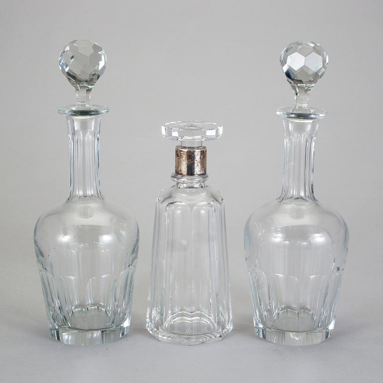 KARAFFER, 3 stycken, glas, 1900-talets första hälft.