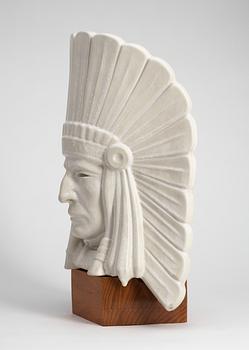 A Gunnar Nylund stoneware sculpture of an indian chief, Rörstrand.