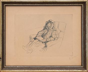 CARL LARSSON, etsning, signerad.