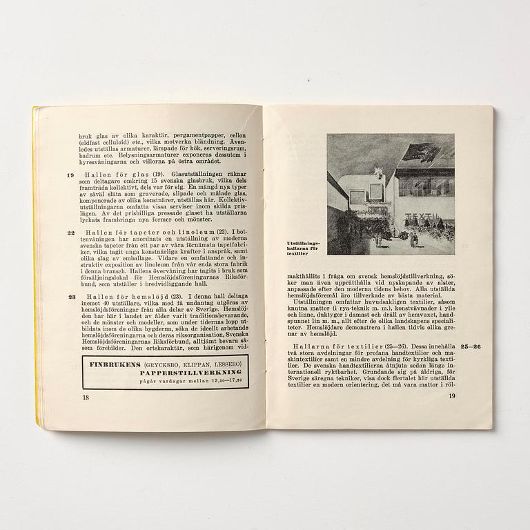 Stockholm Exhibition 1930, catalogue, brochures and souvenirs, six pieces.