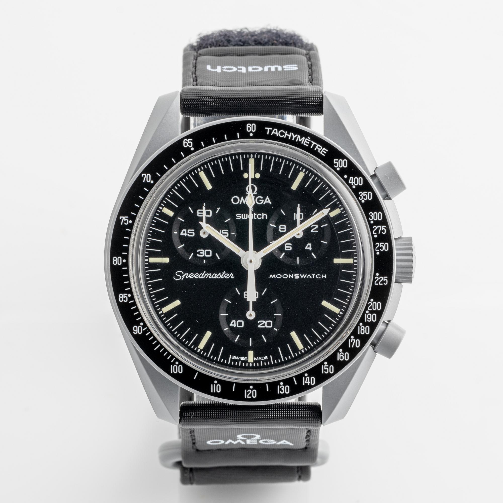 Swatch/Omega, MoonSwatch, "Mission to the Moon", chronograph, wristwatch, 42 mm.