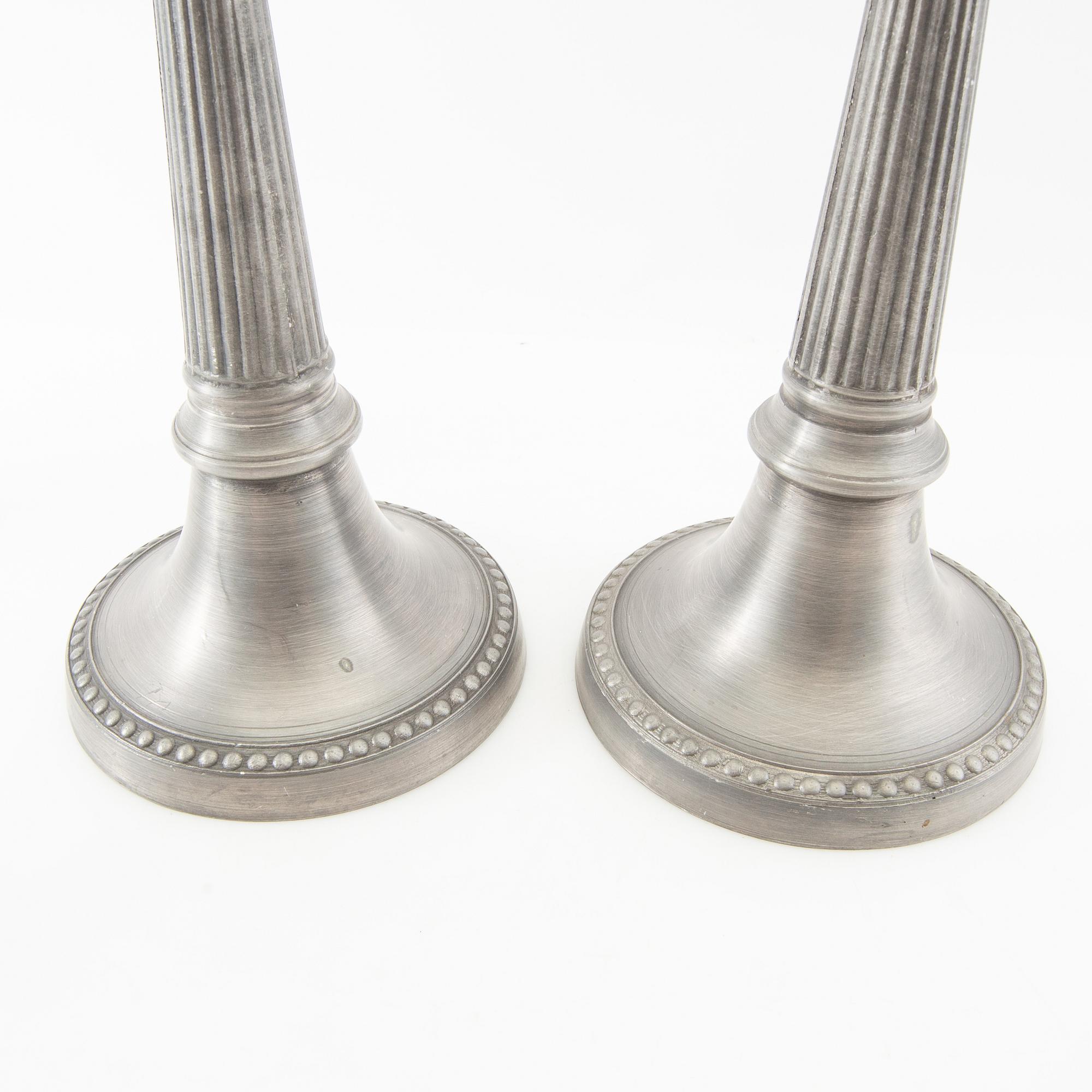Berndt Oscar Santesson, candlesticks 4 pcs late 19th century tin.