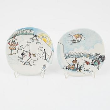 14 porcelain collector's plates, Moomin Characters/Bulls, Arabia, Finland.