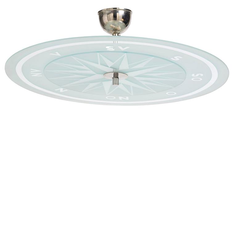 Simon Gate, a ceiling lamp model GD 652, Orrefors, 1930s.