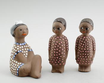 FIGURER, 3 st, lergods, Mari Simmulson, Upsala Ekeby.