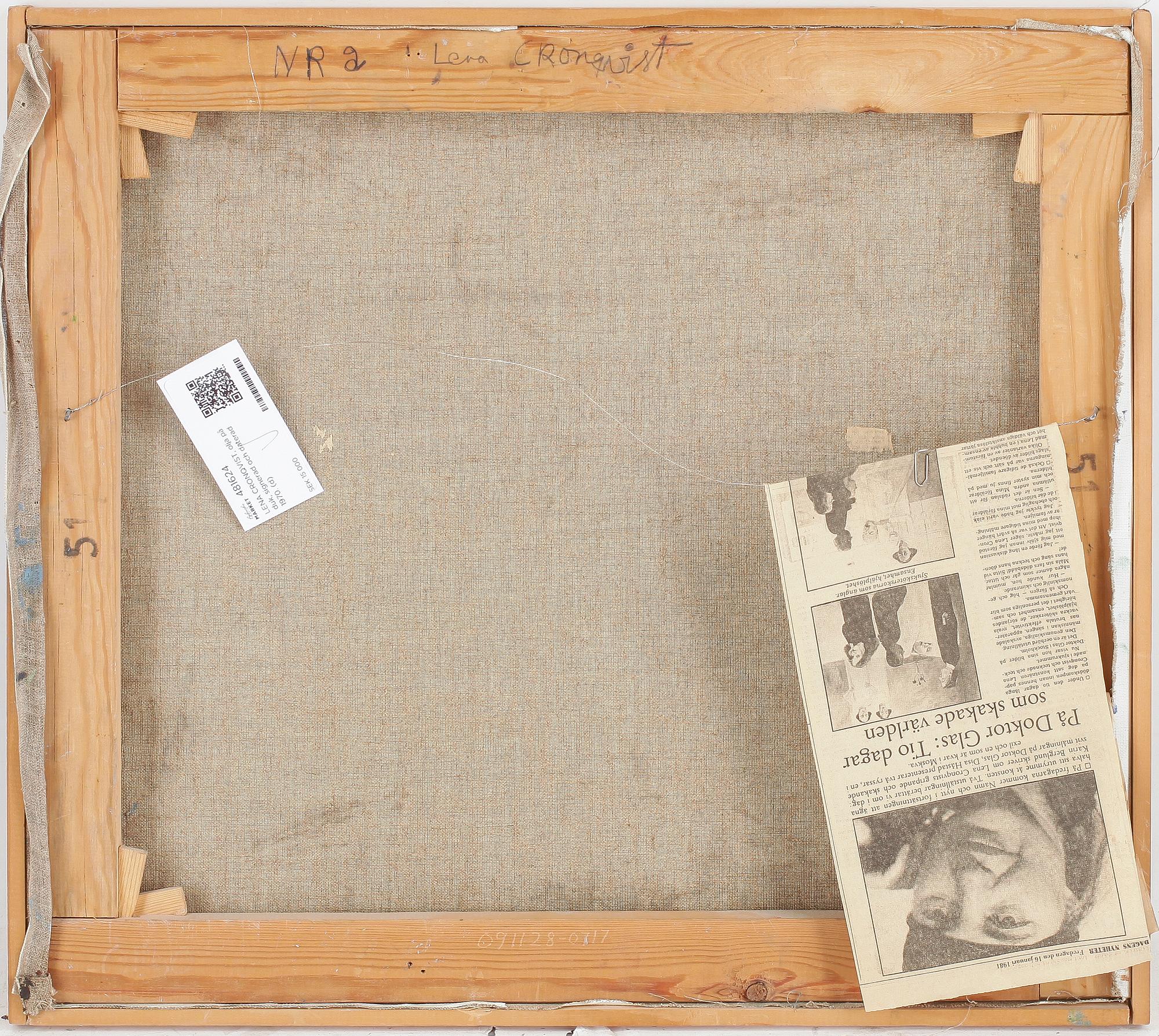 LENA CRONQVIST, olja på duk, signerad och daterad 1970.