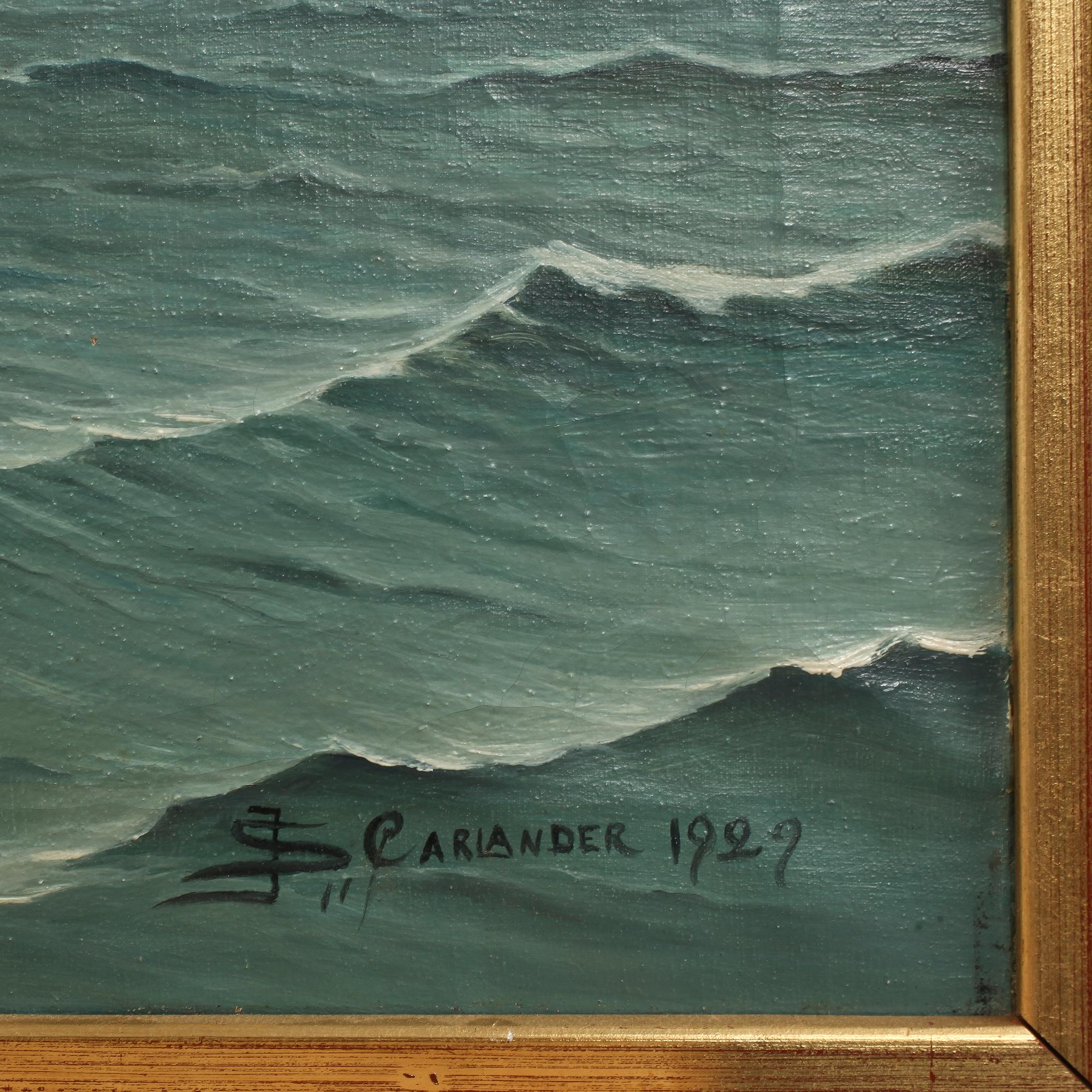 OKÄND KONSTNÄR, olja på duk, sign J S Carlander, dat 1929.