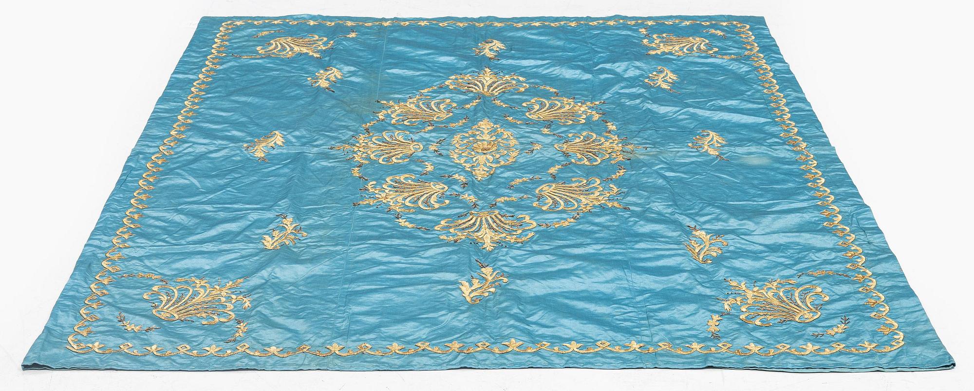 A silk and metal thread embroidery, Ottoman Empire, c. 193 x 148 cm.