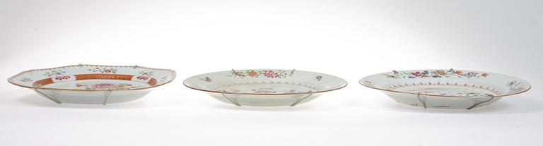TALLRIKAR, 7 st, porslin, Kina, 1700-tal.
