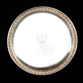 GLASUNDERLÄGG, 8 st, silver, GAB, Stockholm 1954. Totvikt ca 136 gram.