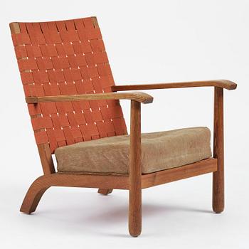 Axel Einar Hjorth, a stained pine "Väddö" easy chair, Nordiska Kompaniet, Sweden, 1930s-40s.
