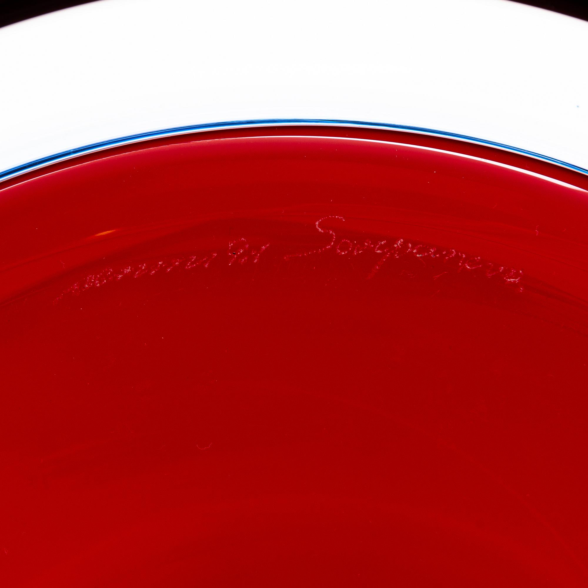 Timo Sarpaneva, a glass plate signed Venini 91 Sarpaneva.